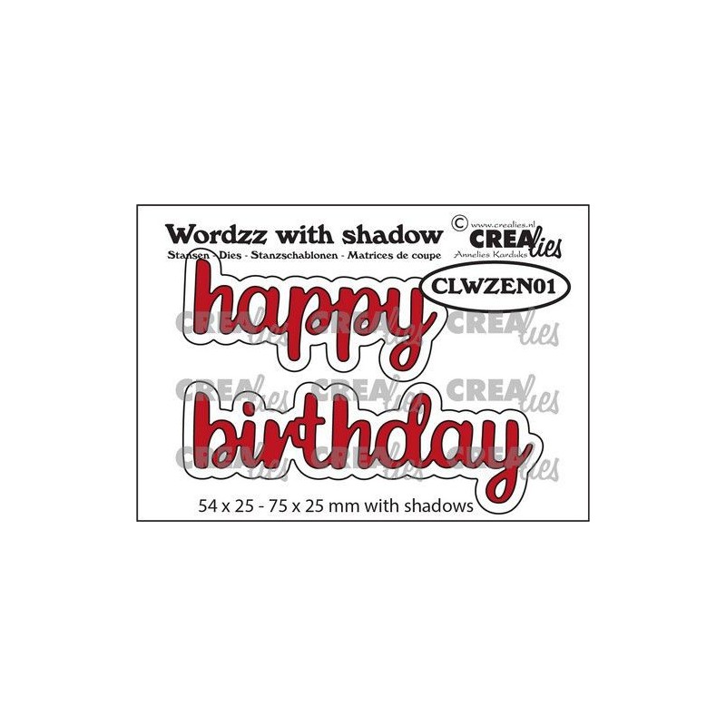 (CLWZEN01)Crealies Wordzz with Shadow Happy Birthday