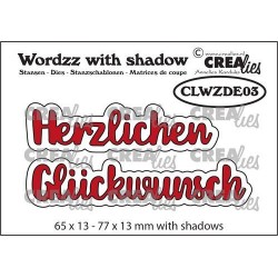 (CLWZDE03)Crealies Wordzz with Shadow Herzlichen Glückwunsch