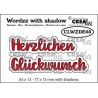 (CLWZDE03)Crealies Wordzz with Shadow Herzlichen Glückwunsch