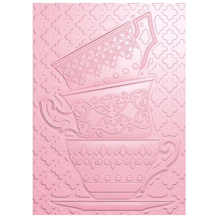 (S-GP-EF5-3D-TT)Crafter's Companion Garden Party 3D Embossing Folder Towering Teacups
