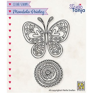 (CSMAN011)Nellie`s Choice Clearstamp - Mandala's Paisley butterfly