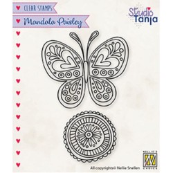 (CSMAN011)Nellie`s Choice Clearstamp - Mandala's Paisley butterfly