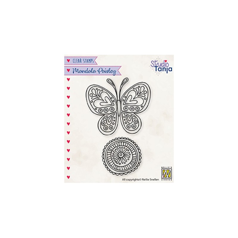 (CSMAN011)Nellie`s Choice Clearstamp - Mandala's Paisley butterfly