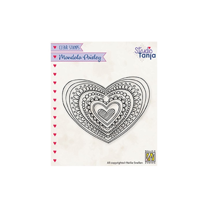 (CSMAN012)Nellie`s Choice Clearstamp - Mandala's Paisley heart