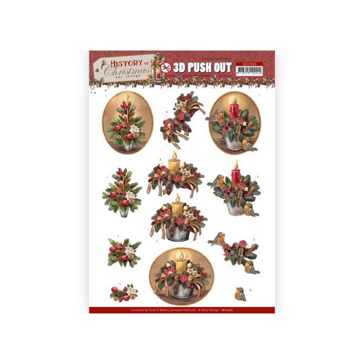 (SB10565)3D Push Out - Amy Design - History of Christmas - Christmas Candles