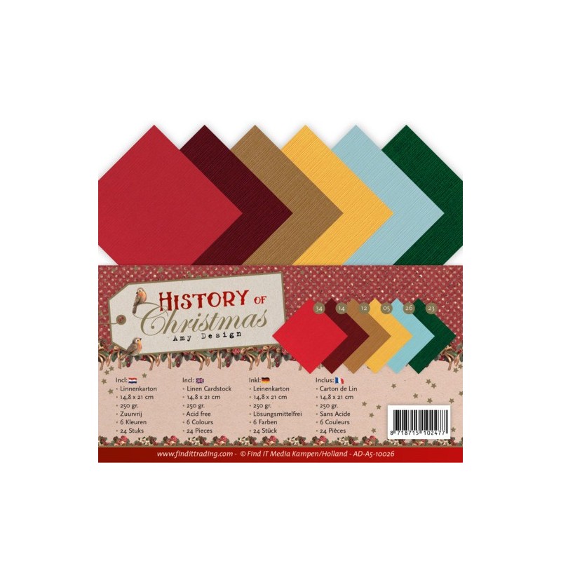 (AD-A5-10026)Linen Cardstock Pack - A5 - Amy Design - History of Christmas