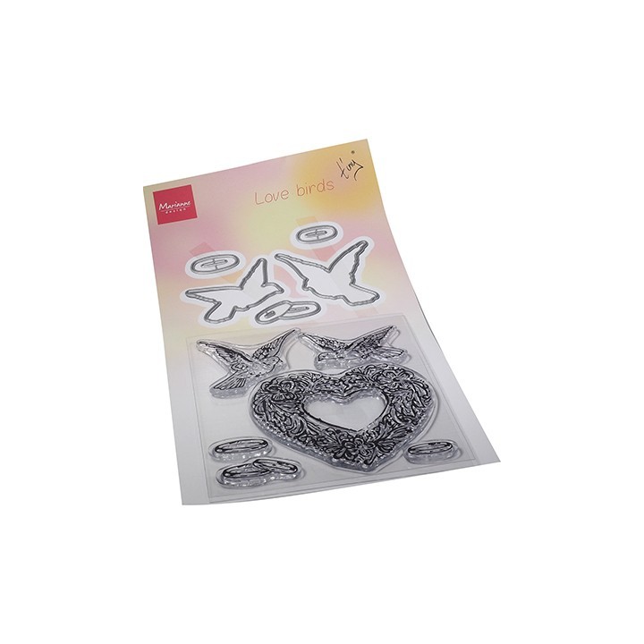 (TC0884)Clear stamp & die set Tiny's love birds