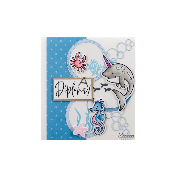 (ec0190)Clear Stamp & dies Eline's Animals - In the sea