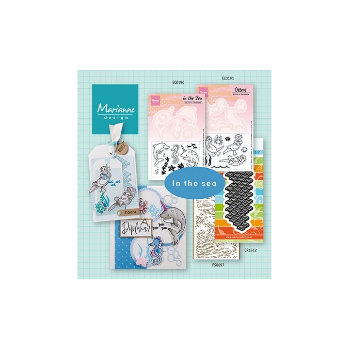 (ec0190)Clear Stamp & dies Eline's Animals - In the sea