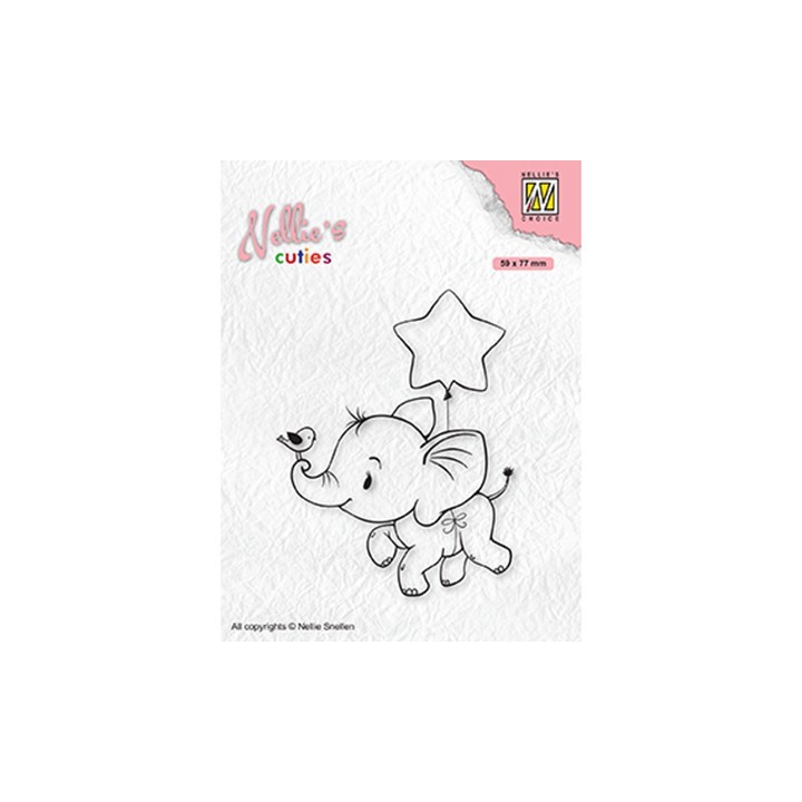 (NCCS011)Nellie`s Choice Clearstamp - Christmas Elephant with star