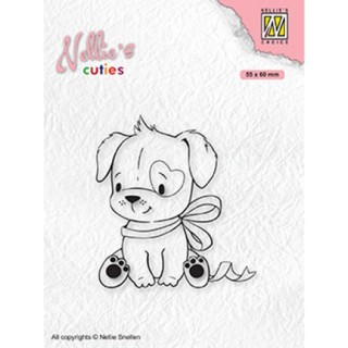 (NCCS015)Nellie`s Choice Clearstamp - Christmas Dog with Christmas-bow