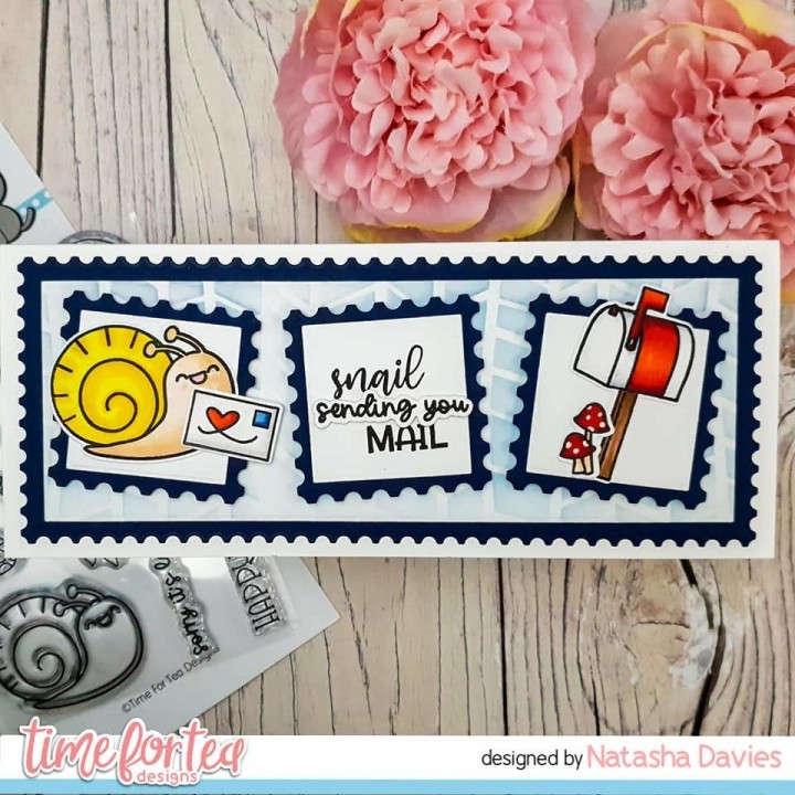 (T4T/682/Pos/Sta)Time For Tea Postage Stamp Frame Slimline Dies