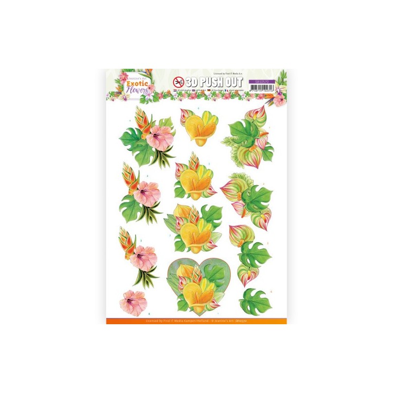 (SB10570)3D Push Out - Jeanine's Art - Exotic Flowers - Orange Flowers