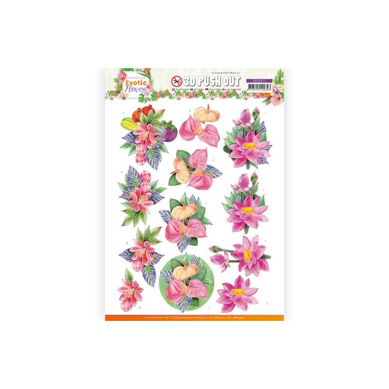 (SB10571)3D Push Out - Jeanine's Art - Exotic Flowers - Pink Flowers