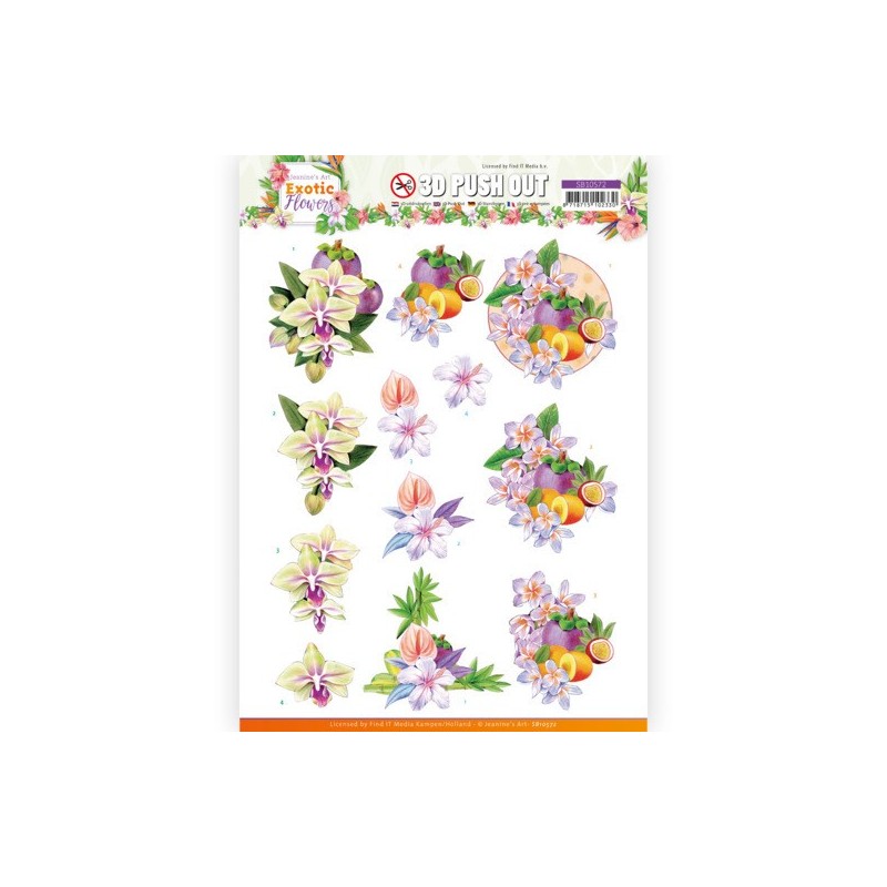 (SB10572)3D Push Out - Jeanine's Art - Exotic Flowers - Purple Flowers