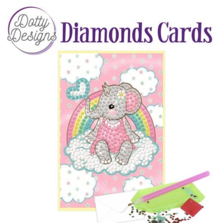 (DDDC1010)Dotty Designs Diamonds Cards - Pink Baby Elephant