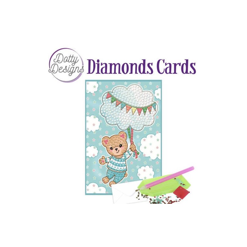 (DDDC1011)Dotty Designs Diamonds Cards - Blue Baby Bear