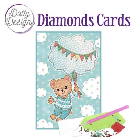 (DDDC1011)Dotty Designs Diamonds Cards - Blue Baby Bear