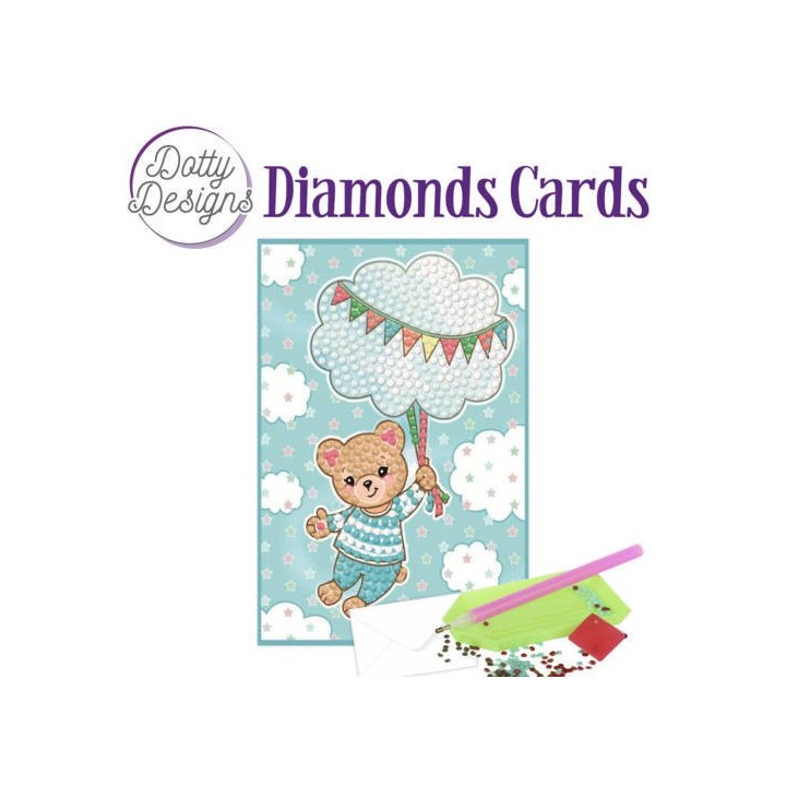 (DDDC1011)Dotty Designs Diamonds Cards - Blue Baby Bear