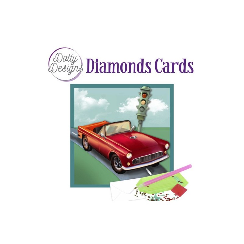 (DDDC1032)Dotty Designs Diamond Cards - Vintage Red Car