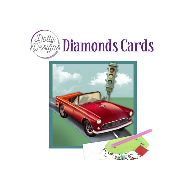 (DDDC1032)Dotty Designs Diamond Cards - Vintage Red Car