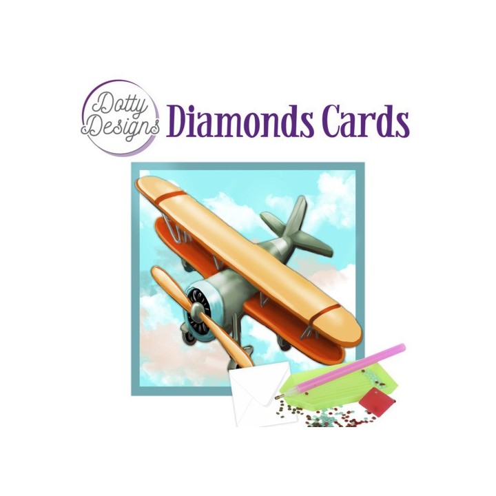 (DDDC1033)Dotty Designs Diamond Cards - Vintage Biplane