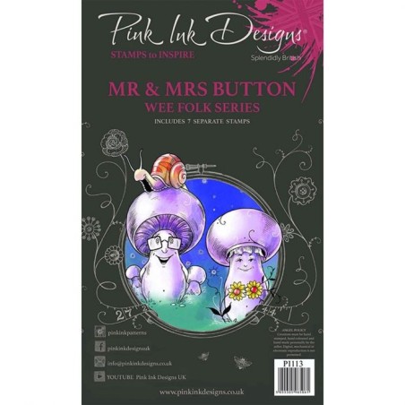 (PI113)Pink Ink Designs Clear stamp set Mr. & Mrs. Button