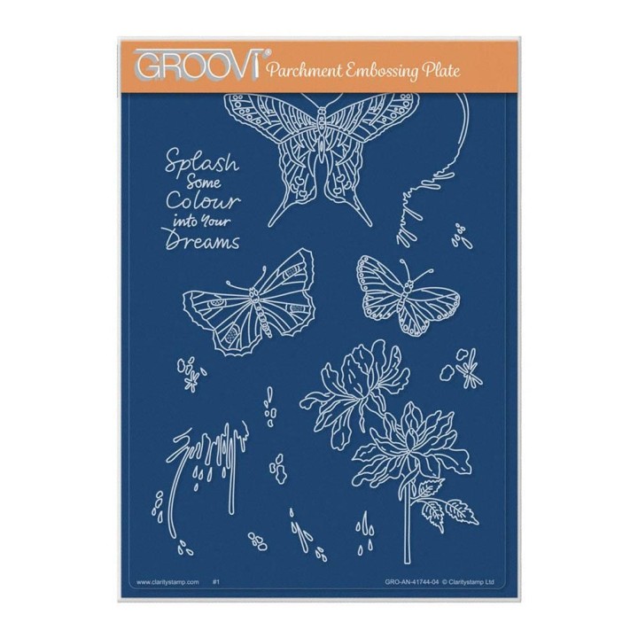 (GRO-AN-41744-04)Groovi Plate A5 CHERRY'S SPLASH SOME COLOUR MONTAGE ELEMENTS A5