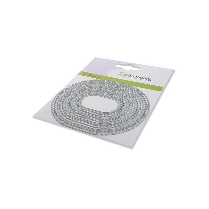 (115633/0444)CraftEmotions Die - frames long oval magic pearl Card 11x9cm 4,4cm - 10,7cm