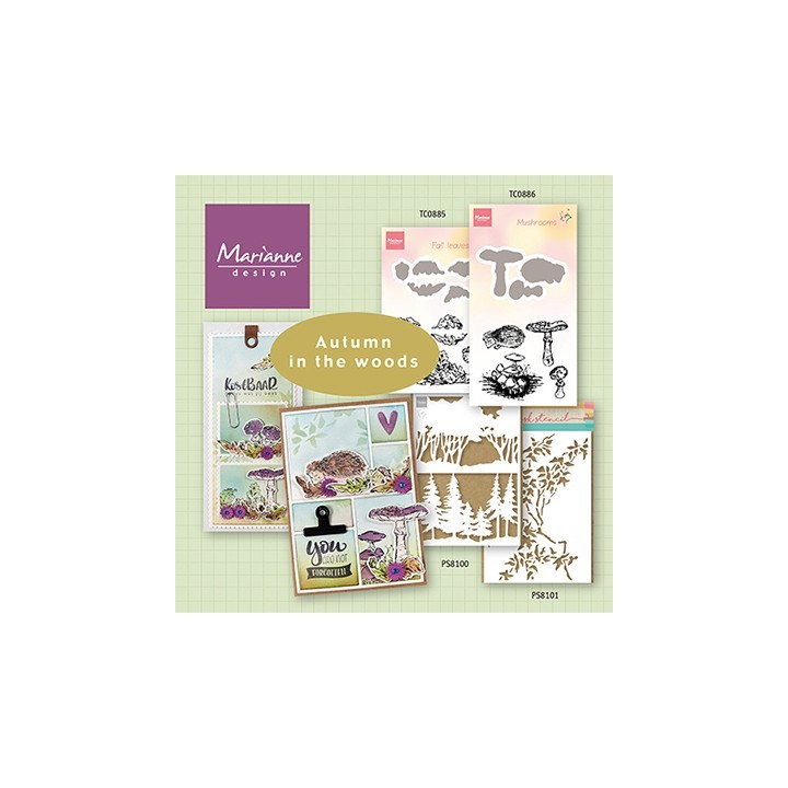 (TC0886)Clear stamp & die set Tiny's mushrooms