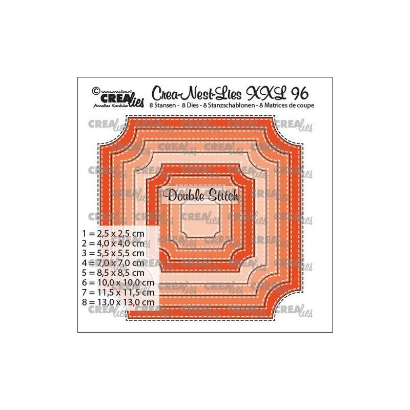 (CNLXXL96)Crealies Crea-Nest-Lies XXL Ticket square with double stitch (8x)