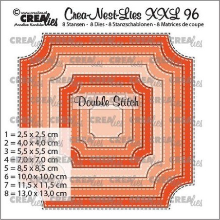 (CNLXXL96)Crealies Crea-Nest-Lies XXL Ticket square with double stitch (8x)