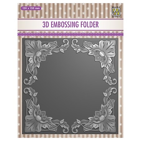 (EF3D028)Nellie's Choice Embossing folder Exotic flower frame