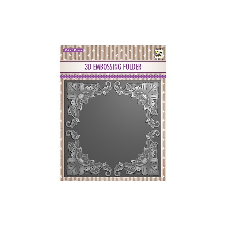 (EF3D028)Nellie's Choice Embossing folder Exotic flower frame
