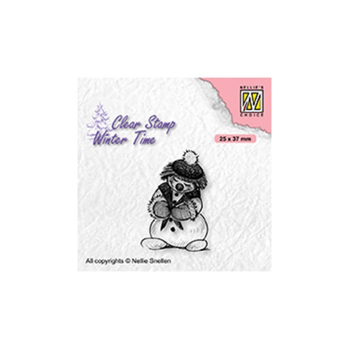 (WT005)Nellie's Choice Clear Stamp Winter Time Shy snowman