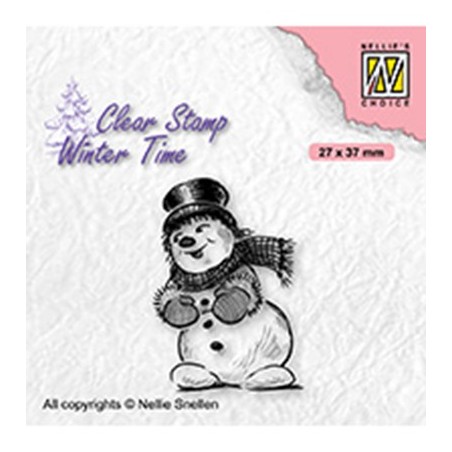 (WT006)Nellie's Choice Clear Stamp Winter Time Snowman with top hat