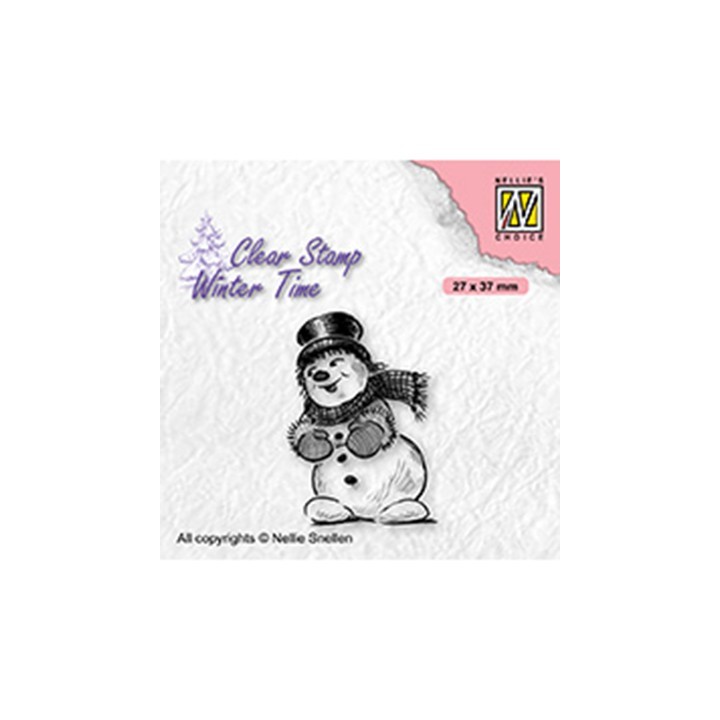 (WT006)Nellie's Choice Clear Stamp Winter Time Snowman with top hat