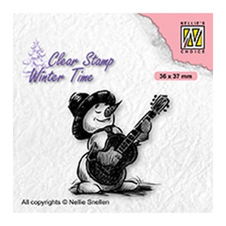 (WT008)Nellie's Choice Clear Stamp Winter Time Snowman with guitar