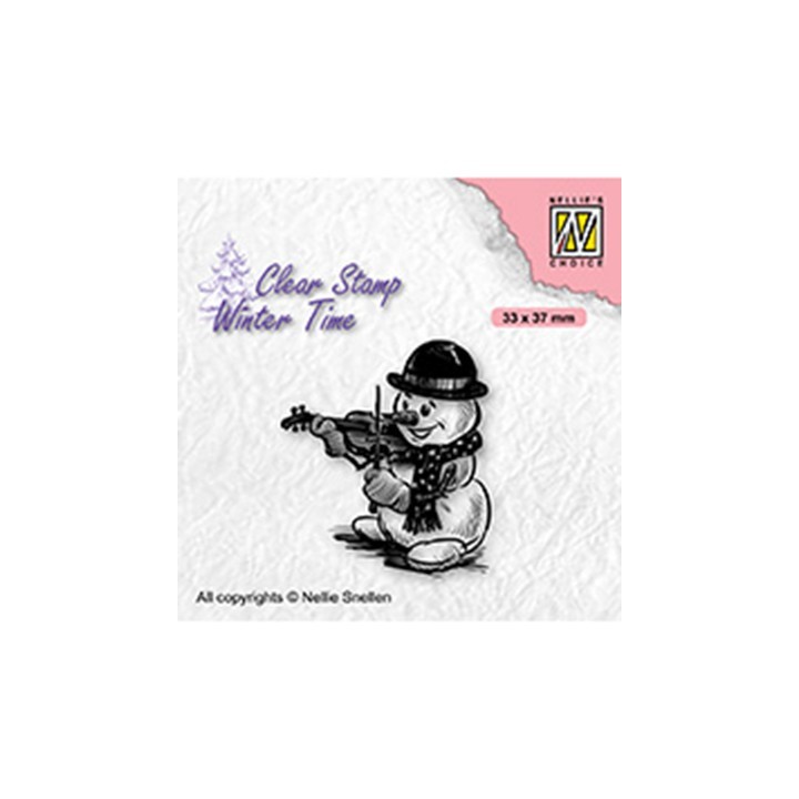 (WT009)Nellie's Choice Clear Stamp Winter Time Snowman with violin