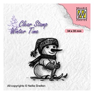 (WT010)Nellie's Choice Clear Stamp Winter Time Skiing snowman