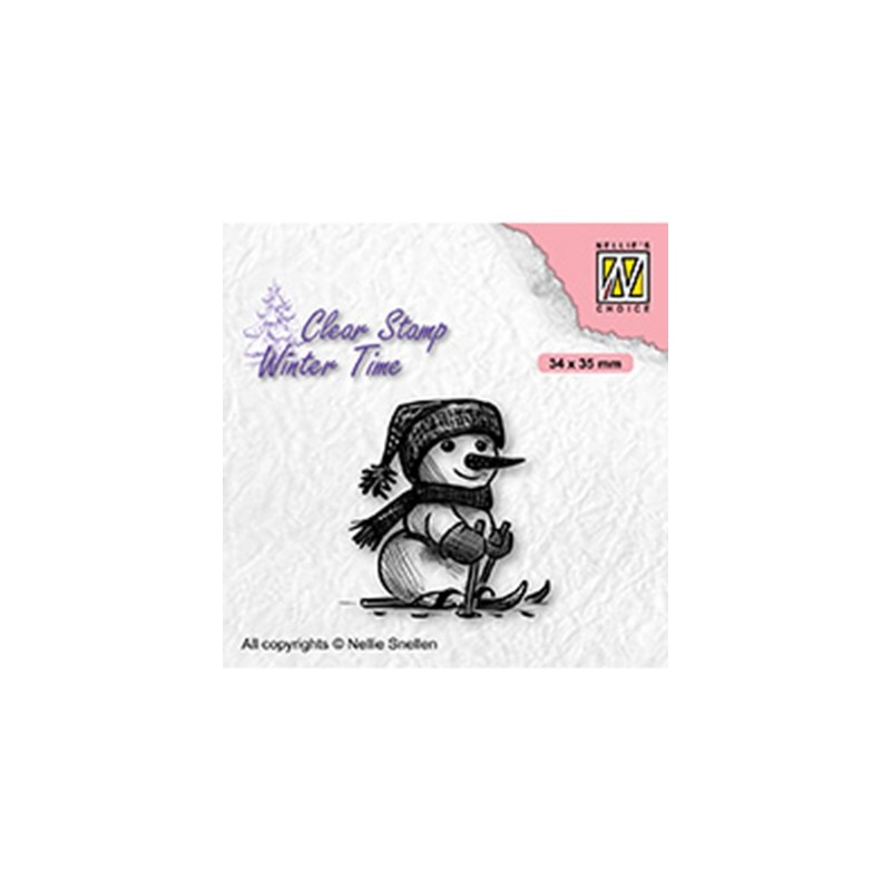 (WT010)Nellie's Choice Clear Stamp Winter Time Skiing snowman