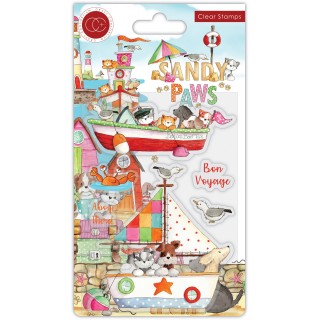 (CCSTMP064)Craft Consortium Sandy Paws Bon Voyage Clear Stamps
