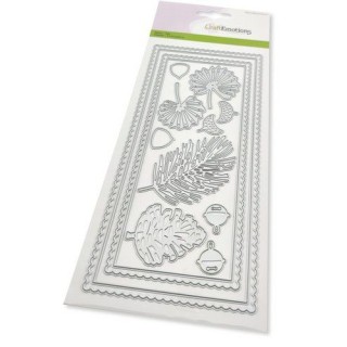(115633/1203)CraftEmotions Die - Slimline scalop - Xmas floristics Card 27,5x11cm Die 21x9,8cm