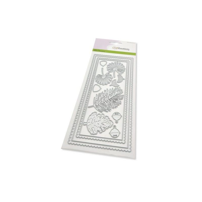 (115633/1203)CraftEmotions Die - Slimline scalop - Xmas floristics Card 27,5x11cm Die 21x9,8cm