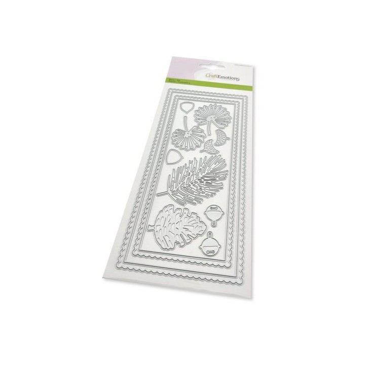 (115633/1203)CraftEmotions Die - Slimline scalop - Xmas floristics Card 27,5x11cm Die 21x9,8cm