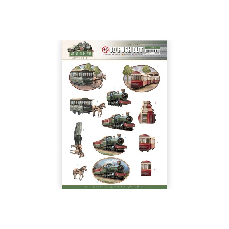 (SB10576)3D Push Out - Amy Design - Vintage Transport - Train