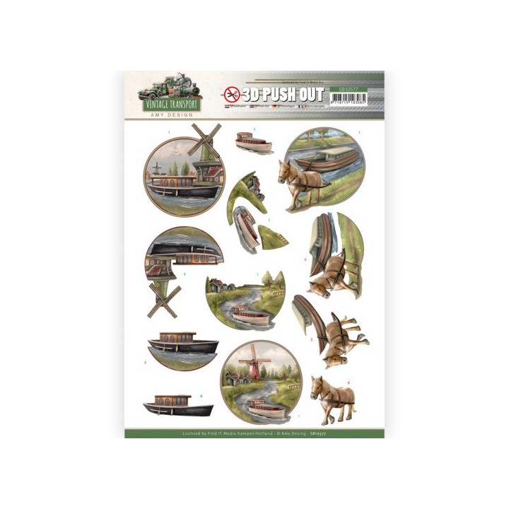 (SB10577)3D Push Out - Amy Design - Vintage Transport - Boat