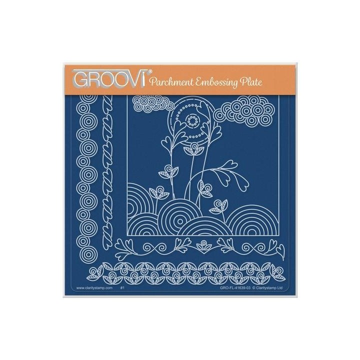 (GRO-FL-41639-03)Groovi Plate A5 TINA'S FLOWERS IN SUNRISE FLOWERS LANDSCAPE