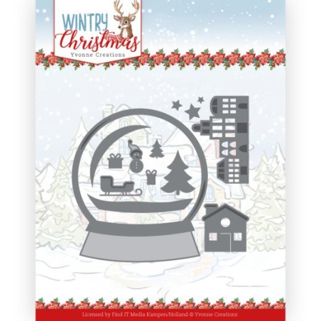 (YCD10247)Dies - Yvonne Creations - Wintery Christmas - Snowman in snow globe
