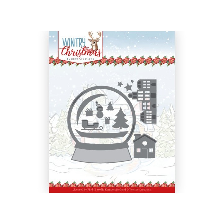 (YCD10247)Dies - Yvonne Creations - Wintery Christmas - Snowman in snow globe